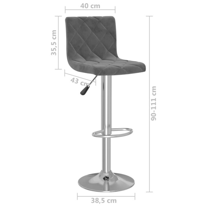 Tabourets de bar lot de 2 gris foncé velours – Image 7
