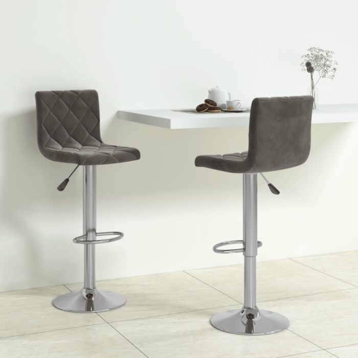 Tabourets de bar lot de 2 gris foncé velours – Image 1