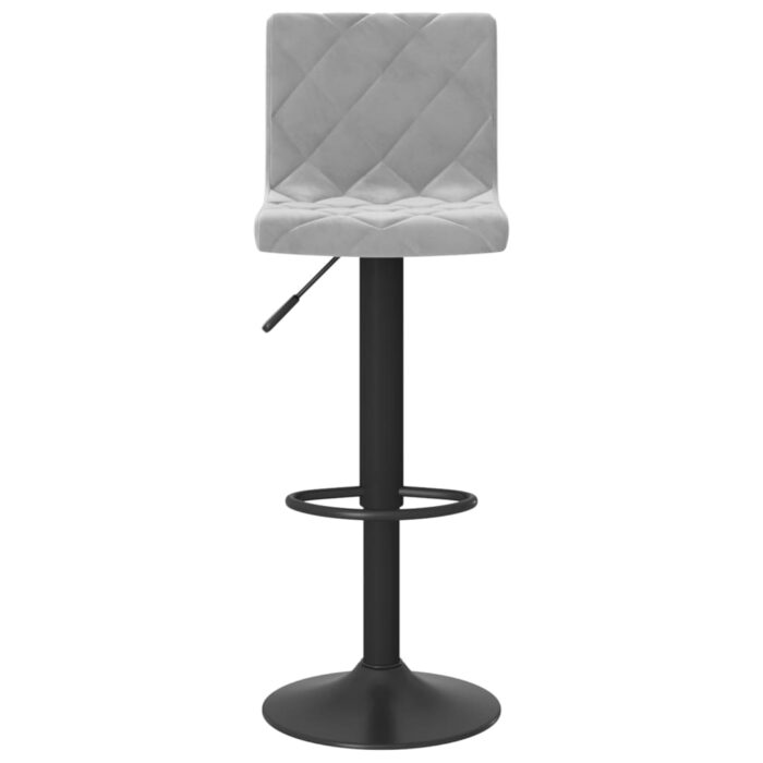Tabourets de bar lot de 2 gris clair velours – Image 2