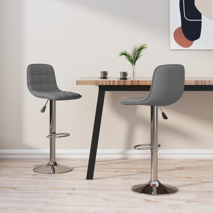 Tabourets de bar lot de 2 gris clair tissu – Image 1