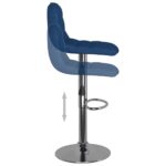 Tabourets de bar lot de 2 bleu tissu – Image 6
