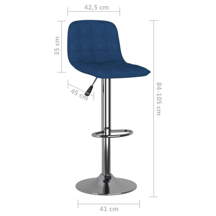 Tabourets de bar lot de 2 bleu tissu – Image 8