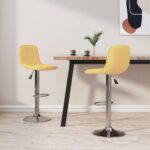 Tabourets de bar lot de 2 jaune tissu