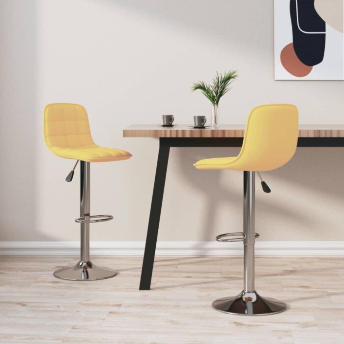 Tabourets de bar lot de 2 jaune tissu – Image 1