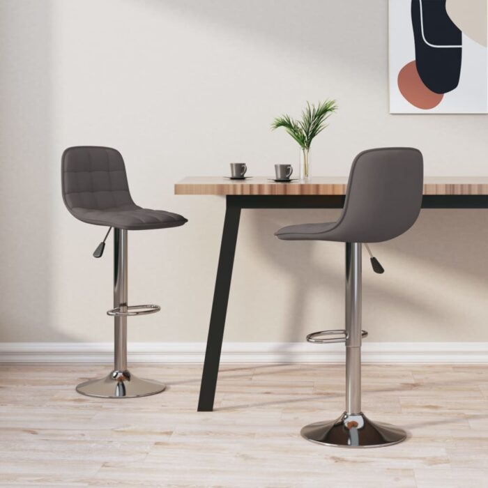 Tabourets de bar lot de 2 taupe tissu – Image 1