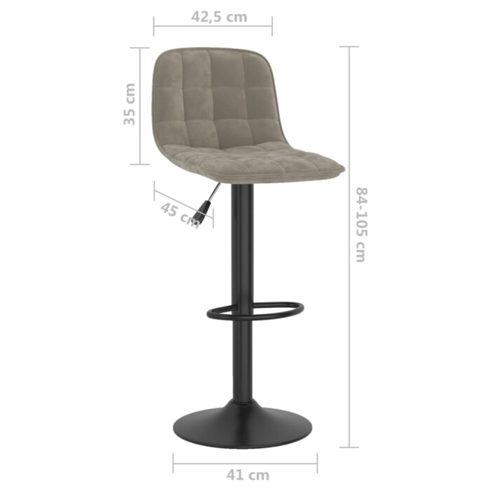 Tabouret de bar Gris clair Velours – Image 7