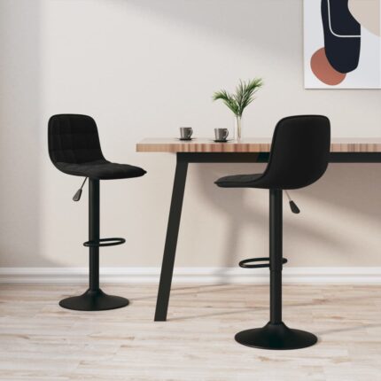 Tabourets de bar lot de 2 noir velours