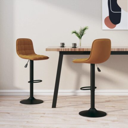 Tabourets de bar lot de 2 marron velours