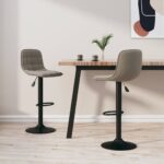 Tabourets de bar lot de 2 gris clair velours