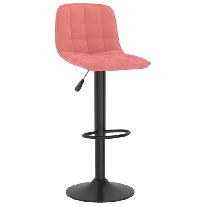 Tabourets de bar lot de 2 rose velours – Image 2