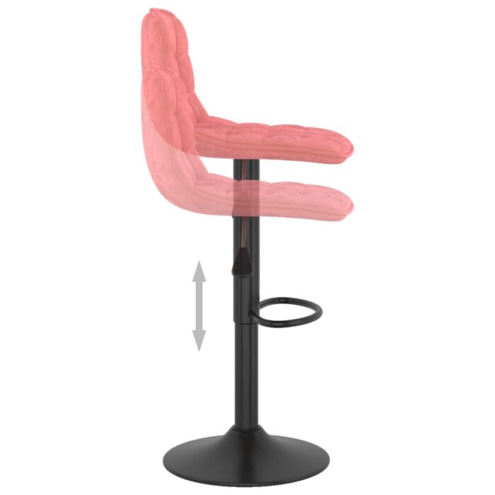 Tabourets de bar lot de 2 rose velours – Image 6