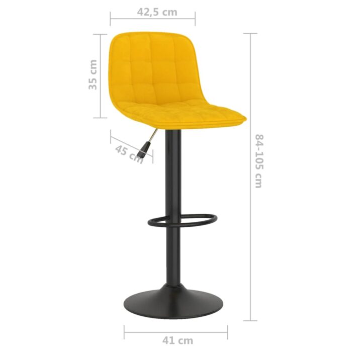 Tabourets de bar lot de 2 Jaune Velours – Image 8