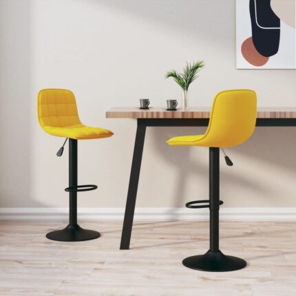 Tabourets de bar lot de 2 Jaune Velours