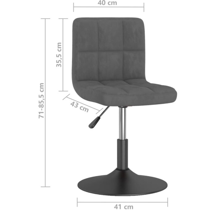 Chaises pivotantes à manger lot de 2 gris foncé velours – Image 7