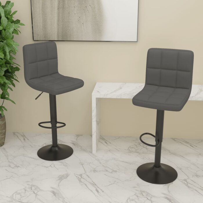 Tabourets de bar lot de 2 gris foncé tissu – Image 1