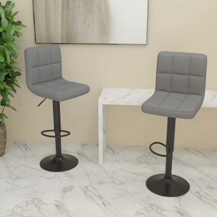 Tabourets de bar lot de 2 gris clair tissu – Image 1