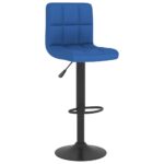 Tabourets de bar lot de 2 bleu tissu – Image 2