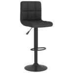 Tabourets de bar lot de 2 noir tissu – Image 2