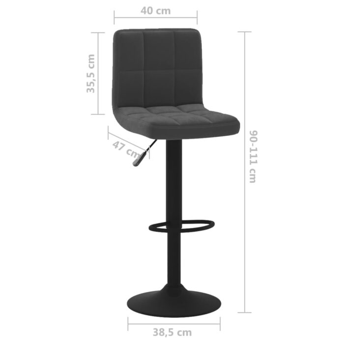 Tabourets de bar lot de 2 noir velours – Image 7