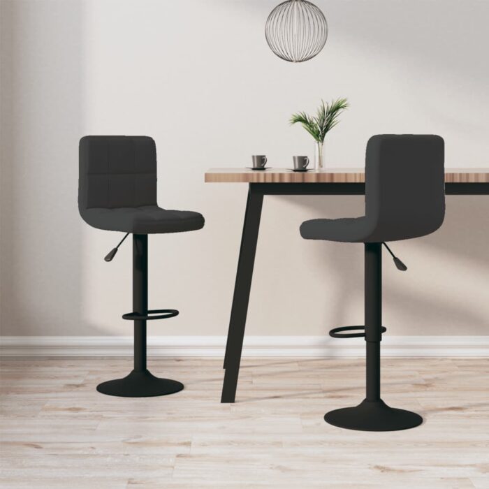Tabourets de bar lot de 2 noir velours – Image 1