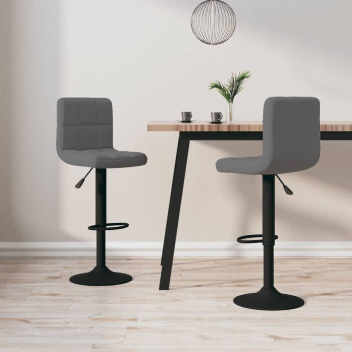 Tabourets de bar lot de 2 gris foncé velours – Image 1