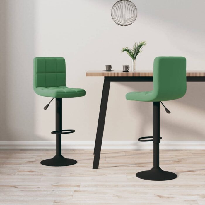 Tabourets de bar lot de 2 vert foncé velours – Image 1