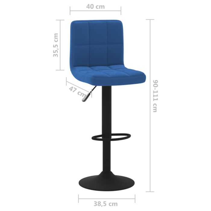 Tabourets de bar lot de 2 bleu velours – Image 7