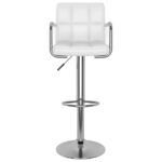 Tabourets de bar lot de 2 blanc similicuir – Image 3