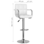 Tabourets de bar lot de 2 blanc similicuir – Image 8
