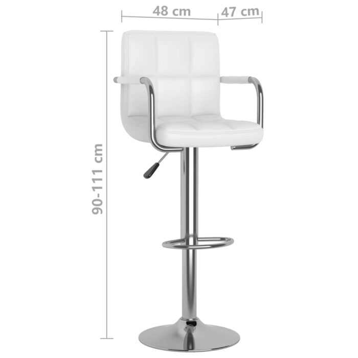 Tabourets de bar lot de 2 blanc similicuir – Image 8