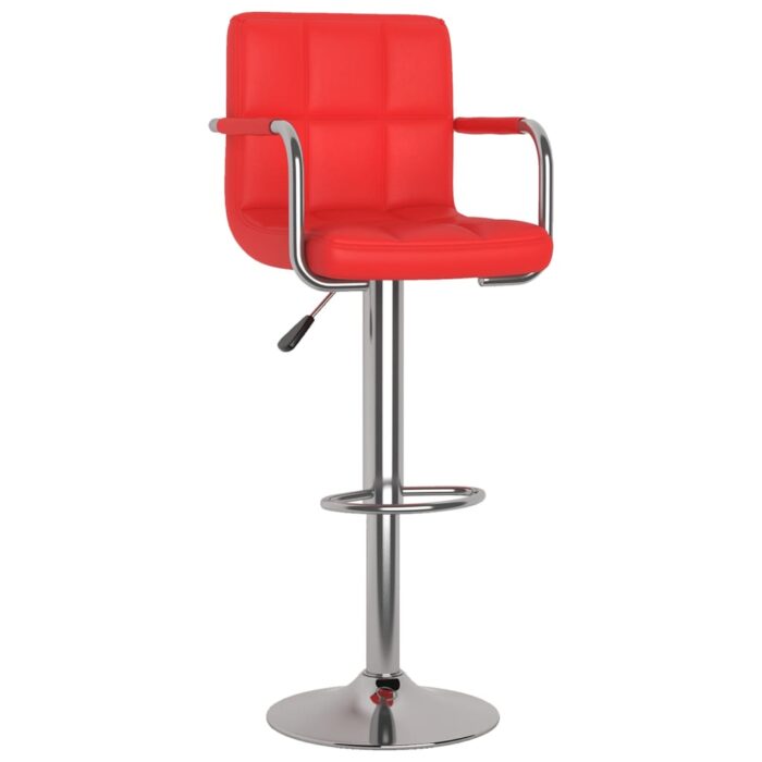 Tabourets de bar lot de 2 rouge similicuir – Image 2