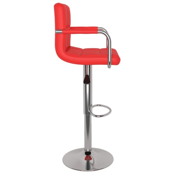 Tabourets de bar lot de 2 rouge similicuir – Image 4