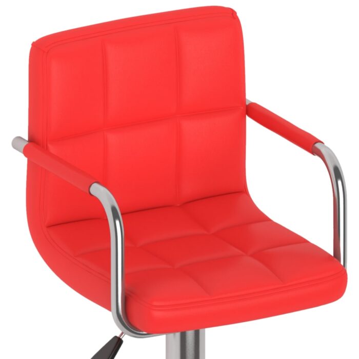 Tabourets de bar lot de 2 rouge similicuir – Image 7