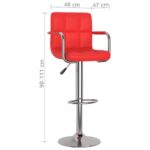 Tabourets de bar lot de 2 rouge similicuir – Image 8