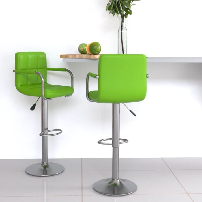 Tabourets de bar lot de 2 vert similicuir – Image 1