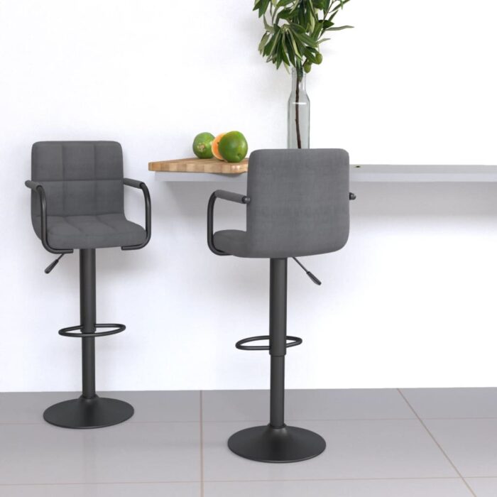 Tabourets de bar lot de 2 gris clair tissu – Image 1