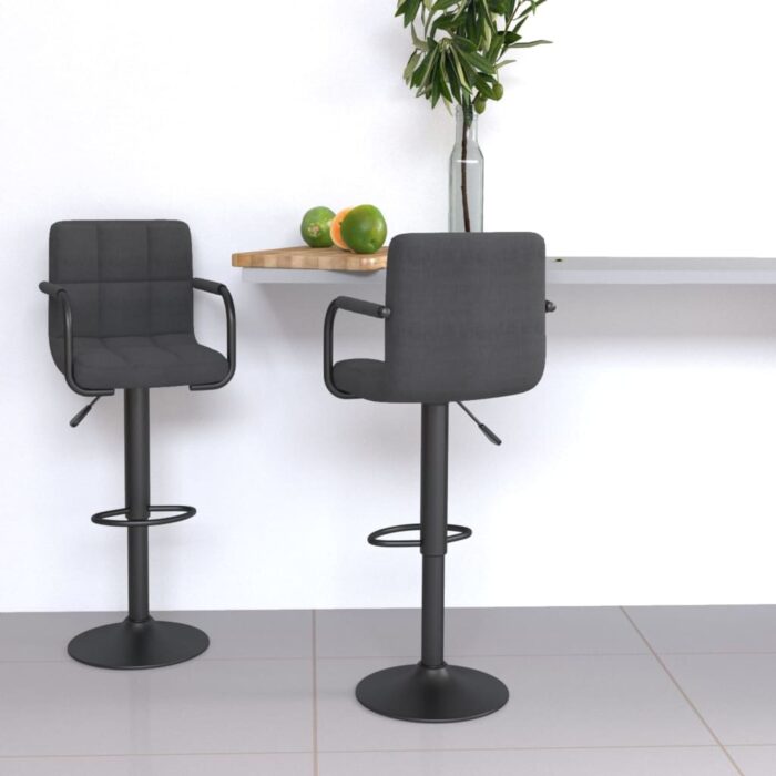 Tabourets de bar lot de 2 gris foncé tissu – Image 1
