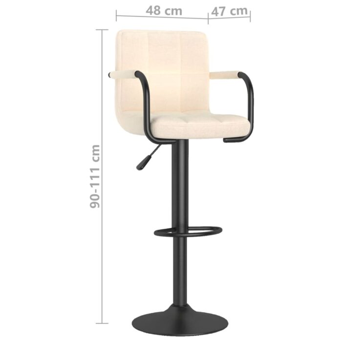 Tabourets de bar lot de 2 crème tissu – Image 8
