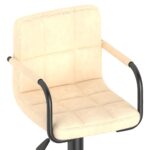 Tabourets de bar lot de 2 crème velours – Image 6