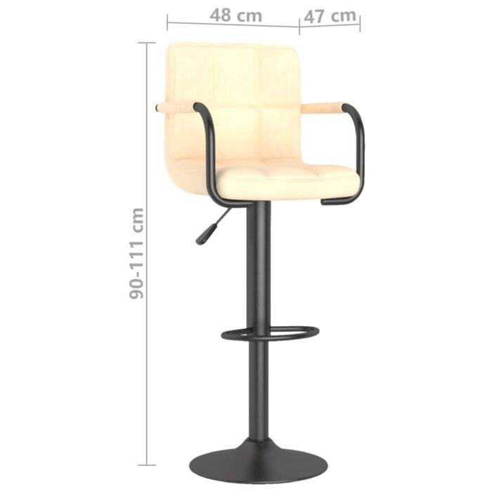 Tabourets de bar lot de 2 crème velours – Image 7