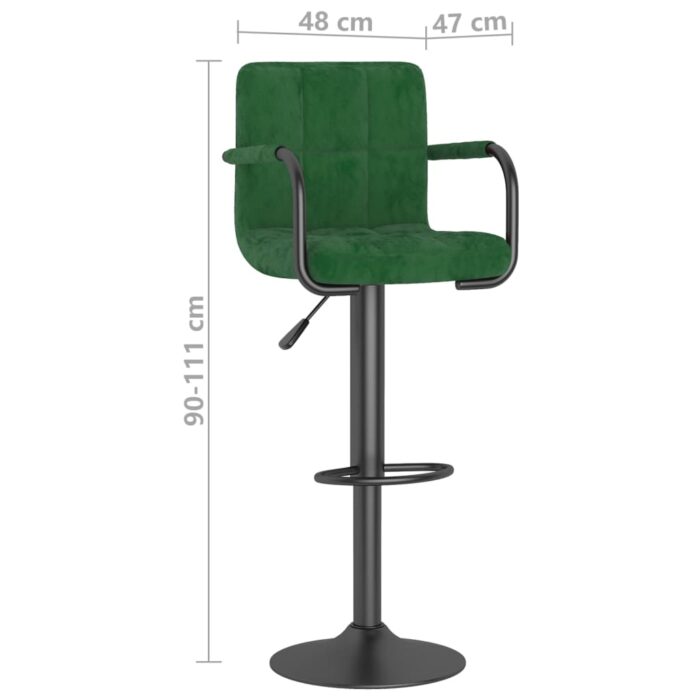 Tabourets de bar lot de 2 vert foncé velours – Image 7