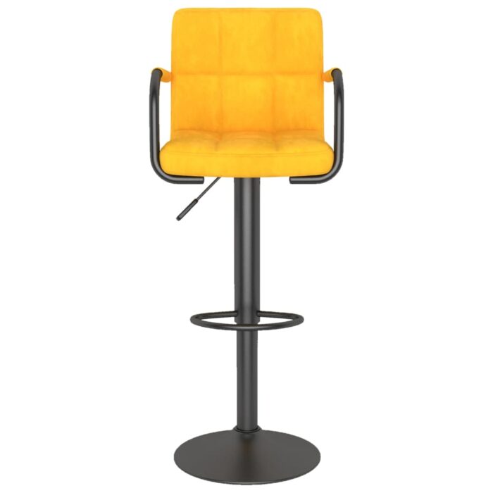 Tabourets de bar lot de 2 jaune moutarde velours – Image 2