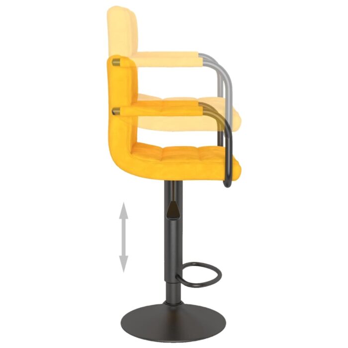 Tabourets de bar lot de 2 jaune moutarde velours – Image 5