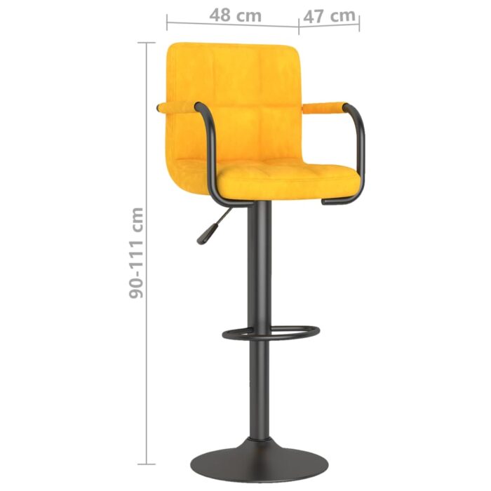 Tabourets de bar lot de 2 jaune moutarde velours – Image 7