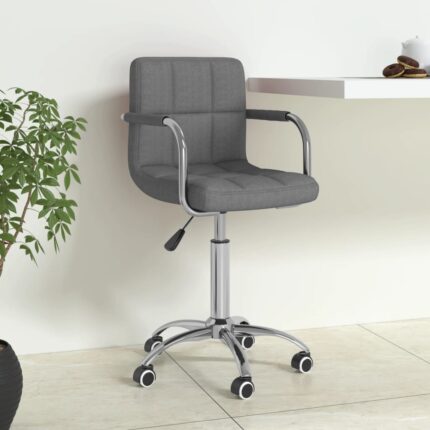Chaise pivotante de bureau Gris clair Tissu
