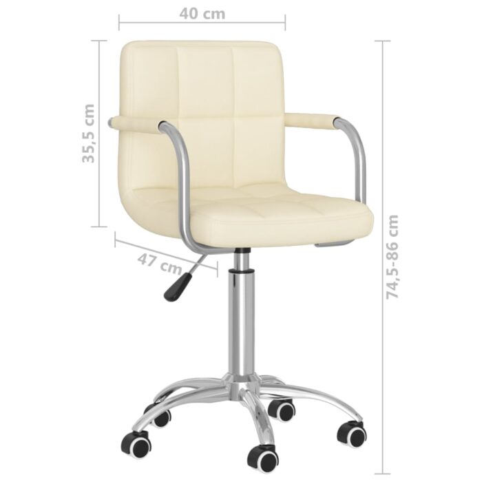 Chaise pivotante de bureau Crème Tissu – Image 7