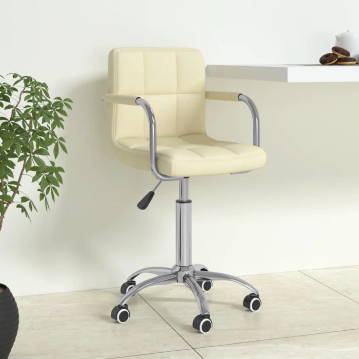 Chaise pivotante de bureau Crème Tissu – Image 1