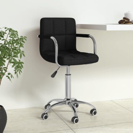Chaise pivotante de bureau Noir Tissu