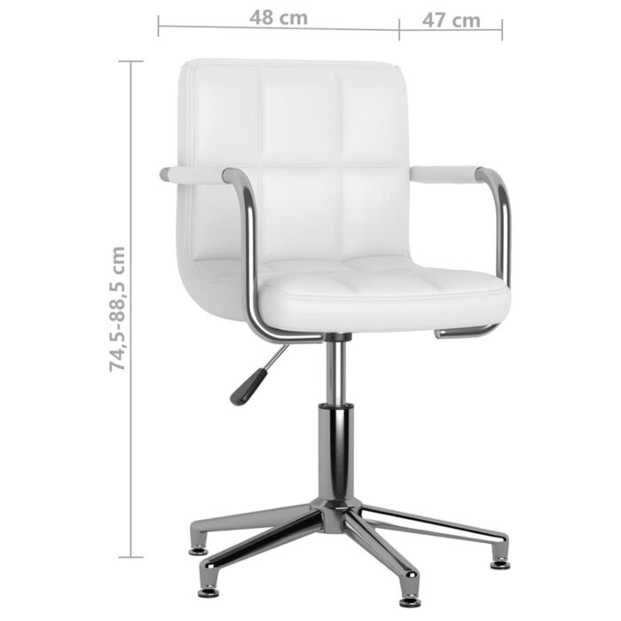 Chaises pivotantes à manger lot de 2 blanc similicuir – Image 8
