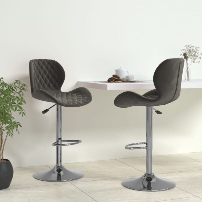 Tabourets de bar lot de 2 gris foncé velours – Image 1